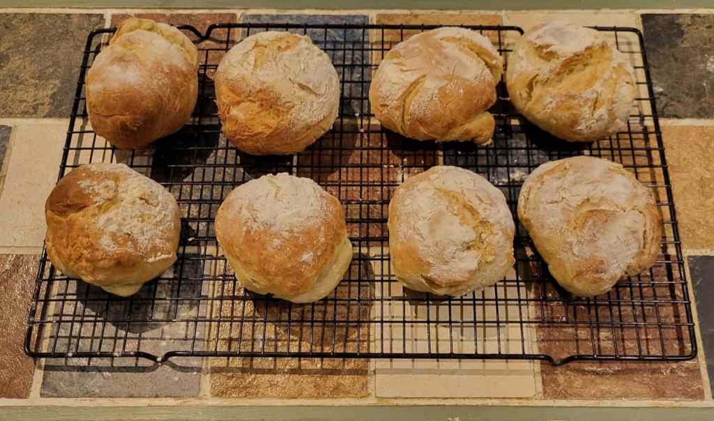 Oven-fresh Morning Rolls on a cooling rack